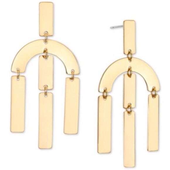 Alfani Gold-Tone Tablet Statement Earrings Dangle NWT - Picture 1 of 3